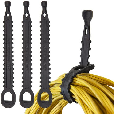 Spider Porte-outils – Sangles de rangement – Lot de 3 – Transportez rapidement vos cordons, câbles, cordes et autres équipements depuis votre étui à outils Spider et crochets muraux, noir (5040TH)