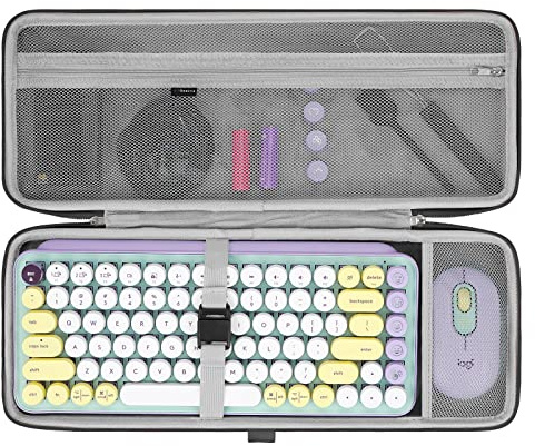 Geekria 75%-tangentbordsväska, hårt reseetui för kompakt mekaniskt gamingtangentbord med 84 tangenter, kompatibel med Logitech POP Keys/POP ICON Combo/MX Mechanical Mini (mörkgrå)