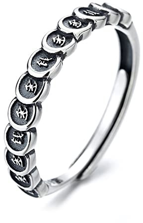Lllunimon Exquisite gravierte Kupfer Münze Ringe, 925 Sterling Silber Vintage Mode Reichtum Ringe, Charming Feng Shui Schmuck Geschenke
