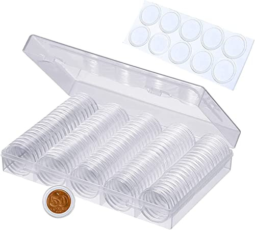 100 stycken 30 mm myntkapslar 20/25/27/30 mm mjuka skumringar skyddar tätning mynthållare med förvaringslåda, perfekt för myntsamling, myntdisplay