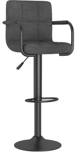 vidaXL Taburete de Cocina Casa Pub Bistró Restaurante Mostrador Asiento Reposapiés Silla Alta de Bar Moderno Ajustable Tela Gris Oscuro