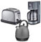KHG Frühstücksset Wasserkocher, Toaster & Kaffeemaschine Dunkelgrau Anthrazit, Kessel-Kocher 1,7 Liter, 360° Sockel, Kalkfilter, 2 Toastscheiben, 6 Röststufen, 12 Tassen Kaffee, LCD-Display mit Timer