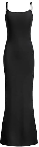 EXARUS Figure-Hugging Maxi Dress for Girls, Tween, Long Sleeve, Short Sleeve, Sleeveless, Spaghetti Straps, Tight-Fitting, Casual, Formal Dresses, Black, 12 Years
