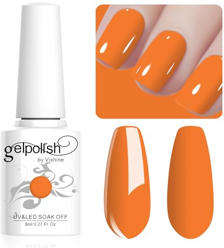 Vishine Gel Polish, 8ml Orange Soak Off UV LED Nail Polish for Manicure, DIY Nail Art #059
