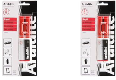 Araldite Rapid Epoxy Syringe, 24ml Fast Setting, Solvent-Free Adhesive Strong Ceramic, Plastic, Metal, Jewelry & Glass Glue (Pack of 2)