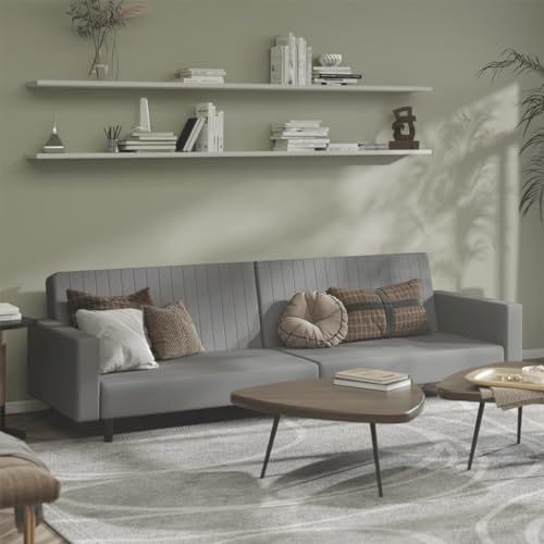 CIADAZ 2-sits bäddsoffa Ljusgrå sammet, vardagsrumssoffor, Relaxsoffa - 375937