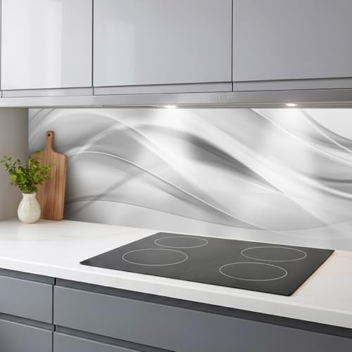 Rodnik Küchenrückwand – monolithische ABS-Platte mit Direktdruck, formstabil und langlebig. Große Motivauswahl (Silver Waves, 60x200 cm)