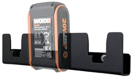 Akku Halter aus Metall für Worx 20V Wandhalter PowerShare und PowerShare Pro 20V Akkuhalter Batterie Halter Aufbewahrung für 3 Akkus - made in Portugal