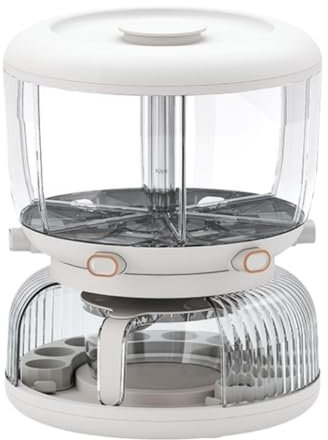 Flingdispenser Flingbehållare Risdispenser One-Click Rice Output Matbehållare 360° Roterbar Spannmål Separat Förvaringslåda 6 Rutnät Livsmedelsdispenser Matbehållare(White)