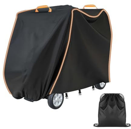 Heavy Duty Mobility Scooter Cover With Reflective Strip - Waterproof 420D Oxford Fabric, 2 Handles, 3 Buckles for Most 3 and 4 Wheel Electric Scooters (L 124 x 99 x 58 cm)