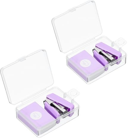 PATIKIL 2 Pcs Mini Stapler with 800 Standard Staples, Morandi Desktop Staplers Set Cute Desk Office Stapler 20 Sheet Capacity for for Classroom Office Supplies, Purple