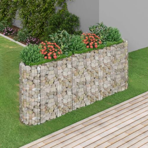 KLYEON Gabbione con Letto Rialzato in Acciaio Zincato 260x50x100 cm,Fioriera Rialzata in Gabbioni per Aiuole e Giardino, Robusta e Durevole in Acciaio Zincato Vasi e fioriere
