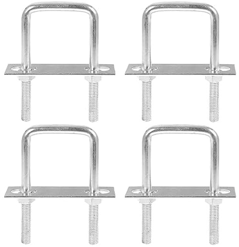 Monsully 4 pernos en U, cuadrados, acero inoxidable, M8, accesorios de perno en U, con placa y tuercas, para construcción de tuberías y aplicaciones industriales (80 mm x 120 mm)