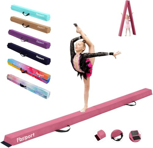 barra equilibrio gimnasia artistica, 180CM Viga de Equilibrio Gimnasia Plegable, Viga de Equilibrio de Capa Flocada, Equipo de Equilibrio para Niños, barra plegable de equilibrio gimnasia ritmica