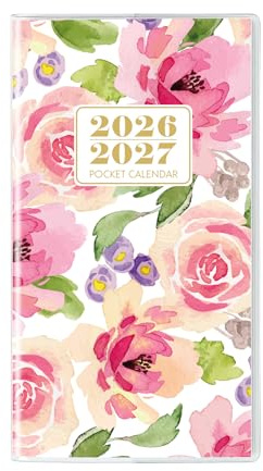 Pocket Calendar 2026-2027, Purse Monthly Planner 2026-2027 - 6.7 x 3.7 - Runs from Janury 2026 Until December 2027, Pocket Planner 2026-2027 with PVC Cover for Planning, Organizing and Office