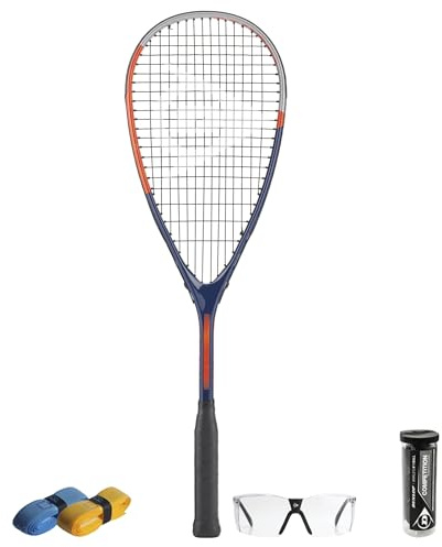 CX Pro Sport Tristorm Pro Squash Set – Includes 1 Dunlop Tristorm Pro Racket, 3 Competition Balls, 1 Dunlop Protective Eyewear Club & 2 CX Pro Sport Grips – Exclusive Bundle