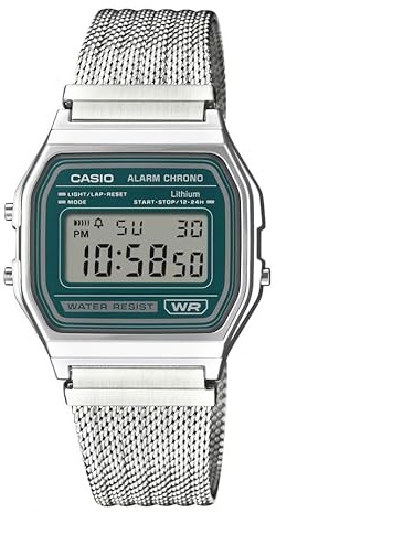 Casio Uhr A158WEM-3EF Vintage Iconic Digital Silber Petrol