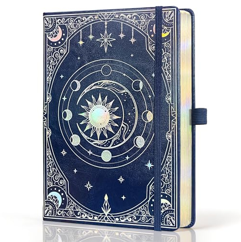BIROYAL A5 Dotted Journal - 256 Pages 120gsm Thick Paper, Celestial Bullet Journal, Hardcover with Elastic Band, Perfect for Planning & Journaling