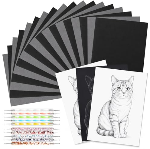 200 Feuilles Papier Carbone Dessin, Papier Transfert Noir A4 incluant 10 stylos de gravure, Feuilles de Transfert Carbone, parfaites pour papier, bois, tissu et projets créatifs
