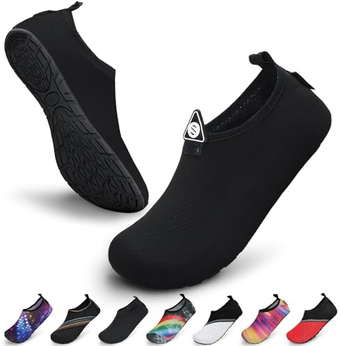 SAGUARO Escarpines Hombre Mujer para Buceo Snorkel Surf Natación Piscina Vela Mares Rocas Río Zapatos para Agua Calzado Playa Zapatillas Deportes Acuáticos(Negro Tinta, 38/39 EU)