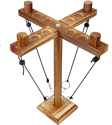 Juego de lanzamiento de anillos de ganchos para adultos, hechos a mano, ganchos de lanzamiento de arco, 4 jugadores, ganchos de lanzamiento de madera y anillos, juego interactivo rápido