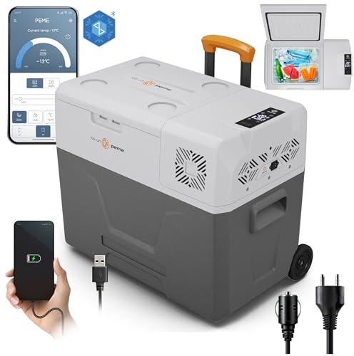 peme Expedition Kompressor Kühlbox 39L - Tragbare Auto Kühl- und Gefrierbox, Tiefkühlfunktion bis -20°C, Dual Power 12V/24V, 230V, Bluetooth-App Steuerung, Eco-Modus, für Auto, Camping