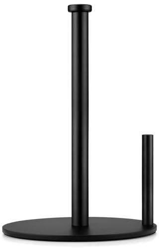 Black Paper Towel Holder, Countertop Paper Towel Holder, Steady Paper Roll Holder, Weighted Paper Towel Stand for Kitchen Bathroom