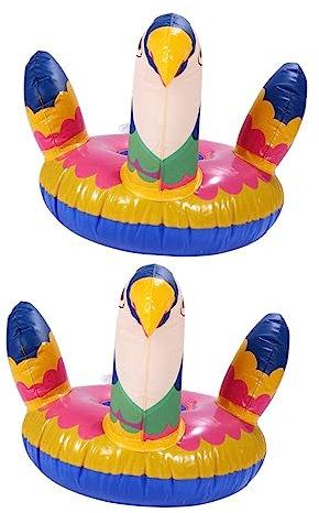 ibasenice 2piezas Portavasos Inflable PVC Resistente Diseño De Loro para Piscina y Reuniones Familiares
