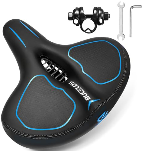 BUCKLOS Coussin de siège de vélo Extra Large et Confortable en Mousse Souple pour Homme et Femme - pour vélo d'appartement, Peloton, vélo électrique, vélo Stationnaire, vélo d'appartement