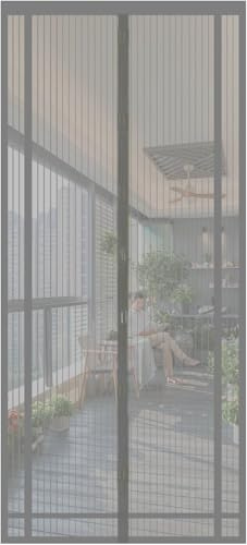 Sekey Fliegengitter Balkontür zuschneidbar – Magnet & selbstklebend, ohne Bohren | Insektenschutzvorhang für Balkon-, Terrassen- und Zimmertüren, 90x210 cm, Grau