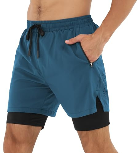 Danfiki Short Sport Homme Sportswear Running Short Course a Pied Rapide avec Poche Base Layer Respirant