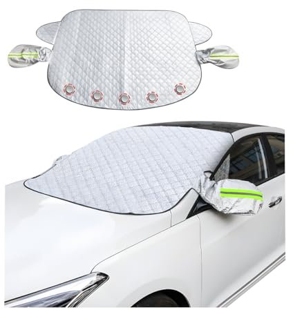 JNNJ Frontscheibenabdeckung, Sonnenschutz Auto Frontscheibe, Ultra-Dick Windschutzscheibenabdeckung, Autoabdeckung Winter, Windschutzscheibe Abdeckung Auto Gegen Schnee EIS Frost Staub UV(148x116cm)