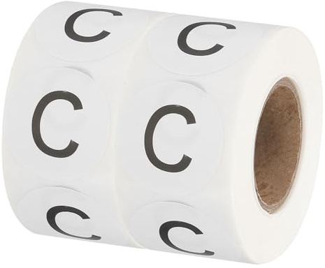 PATIKIL Etiquetas de Inventario de Letras C, Pegatinas de Letras Mayúsculas de 1 Pulgada Autoadhesivas Redondas de Círculo (2 Rollos/Total 1000 Piezas) para Oficina, Almacenamiento