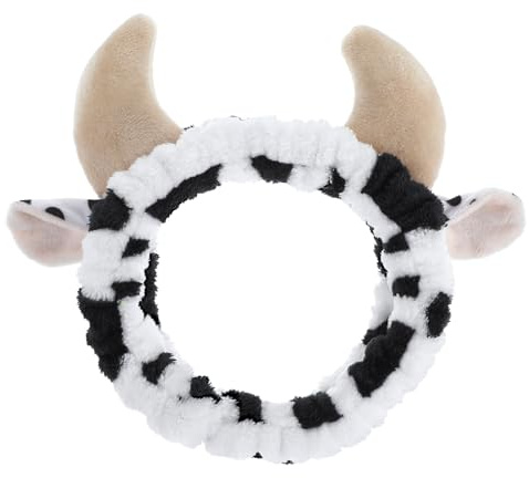 Xinjoduz 1 diadema de orejas de vaca, diadema de spa de microfibra suave para lavarse la cara, bonita diadema de maquillaje, diademas para el cuidado de la piel para mujeres y niñas, recuerdos de