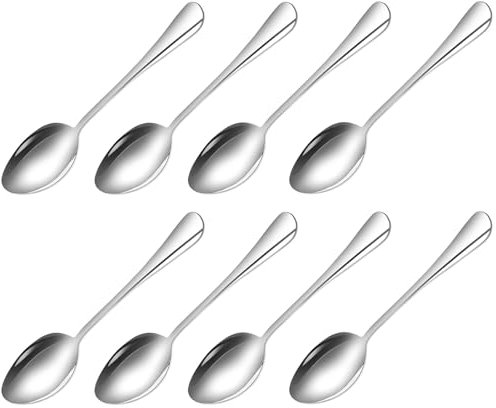 Cucchiai da Tavola,8 PCS Cucchiaio da Tavolo in Acciaio Inossidabile Cucchiai da Zuppa Cucchiai da Decorazione Set Cucchiaini da Caffe per Casa Ristoroom Hotel Matrimonio e Festa