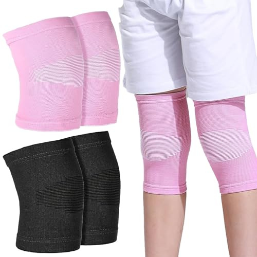 ZcrPrn 2 Pairs Knee Support, Kids Knee Sleeve, Youth Knee Compression Sleeve Nylon Children Knees Brace Pads Boys & Girls for Volleyball Basketball Gymnastics Sports