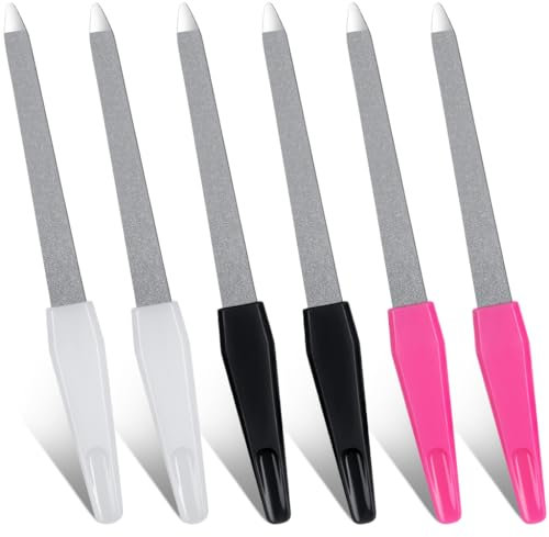 SWKJ Metall Nagelfeilen 6 Pack, Nagelfeilen für natürliche Nägel mit Saphir-Körnung, professionelle Nägel Zubehör Werkzeuge für den Heimsalon, Nagelfeilen-Set zum Formen von Styling Naturgel- und