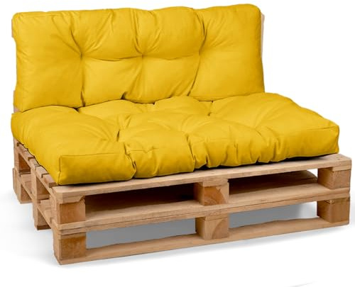 MG Design Palettenkissen Set für Europalette - 2-teilig (80×120 + 40×120 cm) - Outdoor Sitzkissen & Rückenlehne - Dicker Stoff, weiche Füllung, wetterfest
