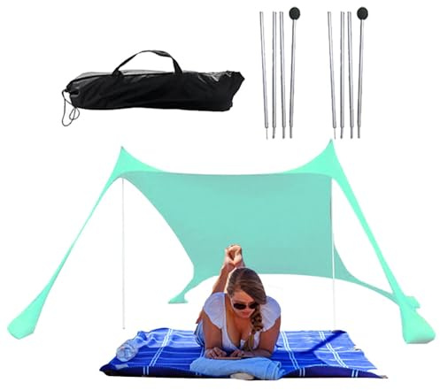 Tienda de Playa Sombrilla UPF 50+ Protección Sombra Toldo Tienda portátil 4 Bolsas de diseño, para 4-8 Personas Camping