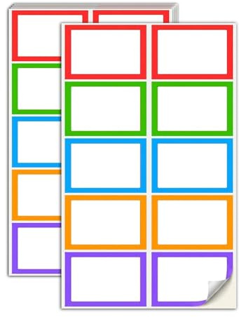 250 Pièces, Étiquette Autocollantes Couleur, 75 x 50 mm - 5 Couleurs