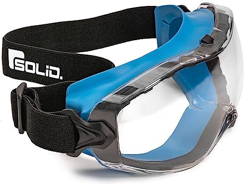 SolidWork Perfekt Sitzende Schutzbrille Staubdichte Arbeitsschutzbrille Mit Universeller Passform - Für Brillenträger Geeignet - (Blau, Klare)