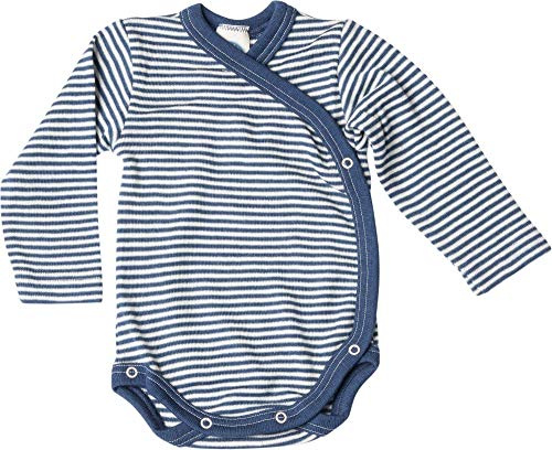Cosilana Body avvolgente a maniche lunghe – Soffice abbigliamento per neonati per cambi facilissimi, Coccolosa miscela di lana e seta, certificato GOTS e prodotto al 100% a livello regionale, A righe