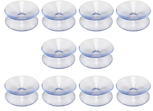 GeKLok 10pcs Double-Sided Suction Cups, Clear Silicone Rubber Strong Adhesive Suction Holder for Hanging to Windshield, Mirror, Windows, Clear Glass Surface(size:35mm)