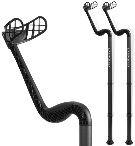 Ossenberg GANYMED Unterarmgehhilfe - Gehhilfe mit ergonomischem Softgriff - höhenverstellbare Unterarmstütze aus Leichtmetall - Krücken mit Gummifuß - bis 120 KG - schwarz