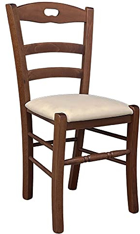 okaffarefatto zimbardi costanza Sedia legno loris noce scuro con seduta imbottita similpelle beige
