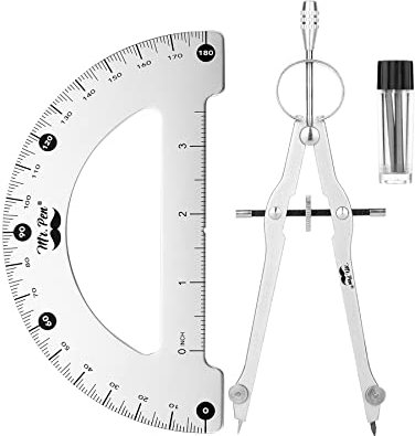 Mr. Pen- Metal Protractor and Metal Compass Set, Compass for Geometry