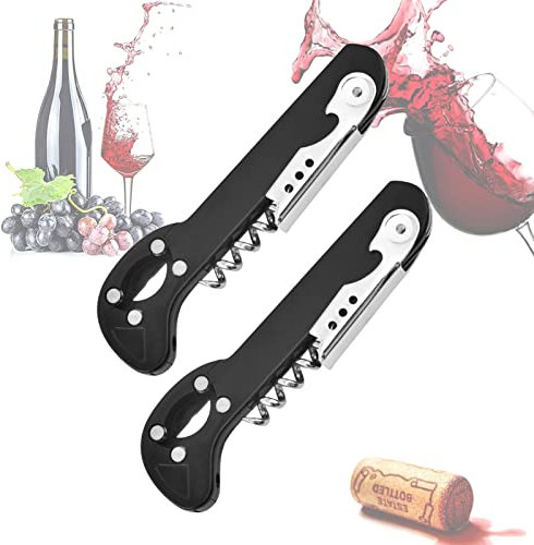 2 Pièces Tire Bouchon Ensemble Ouvre Vin Acier Inoxydable Ouvre-Bouteilles Vin Compris Le Ouvre-Vin avec Décapsuleur et Coupe-Capsule, pour Vin, Champagne, Mousseux, etc,Style2