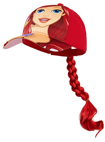 Disney Frozen Baseball Cap Girls Sun Hat with Removable Braid Breathable Summer Accessories Holiday Beach Gifts for Girls (Red Ariel)