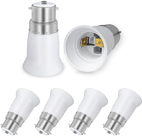 SCNNC B22 to E27 Socket Converter, BC B22 to ES E27 Screw Light Bulb Adaptor, 0~250V, Max Wattage 60W, Lamp Socket Converter for LED, Halogen, CFL, Incandescent, Pack of 6