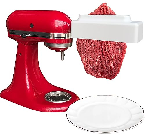 Plus: Fleischklopfer für alle KitchenAid-Standmixer, Mixer-Zubehör, Aufsatz mit Edelstahl-Zahnrädern, Weiß 【Verbesserte erweiterte Version】